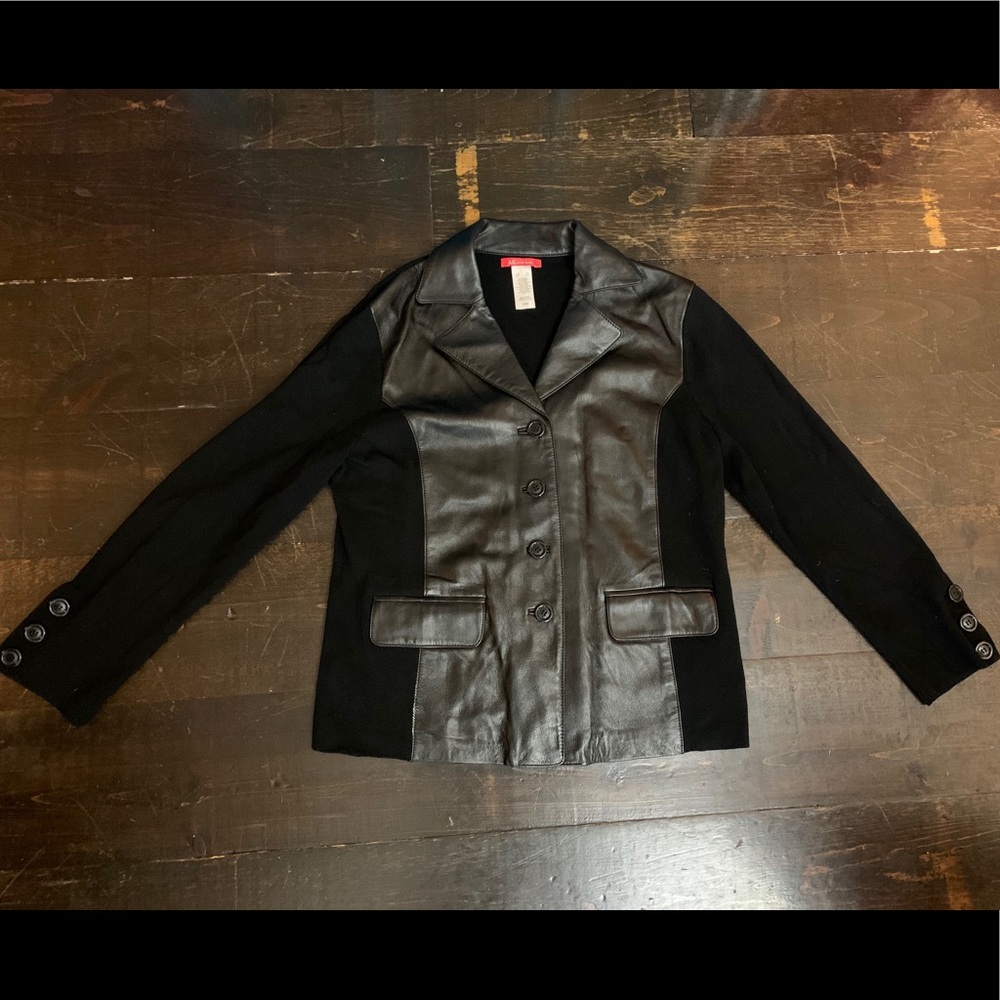 Anne Klein faux leather sweater jacket